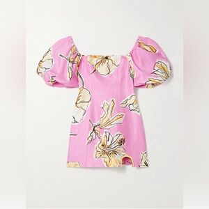 Aje Flourish embellished floral-print linen-blend mini dress | Size 4